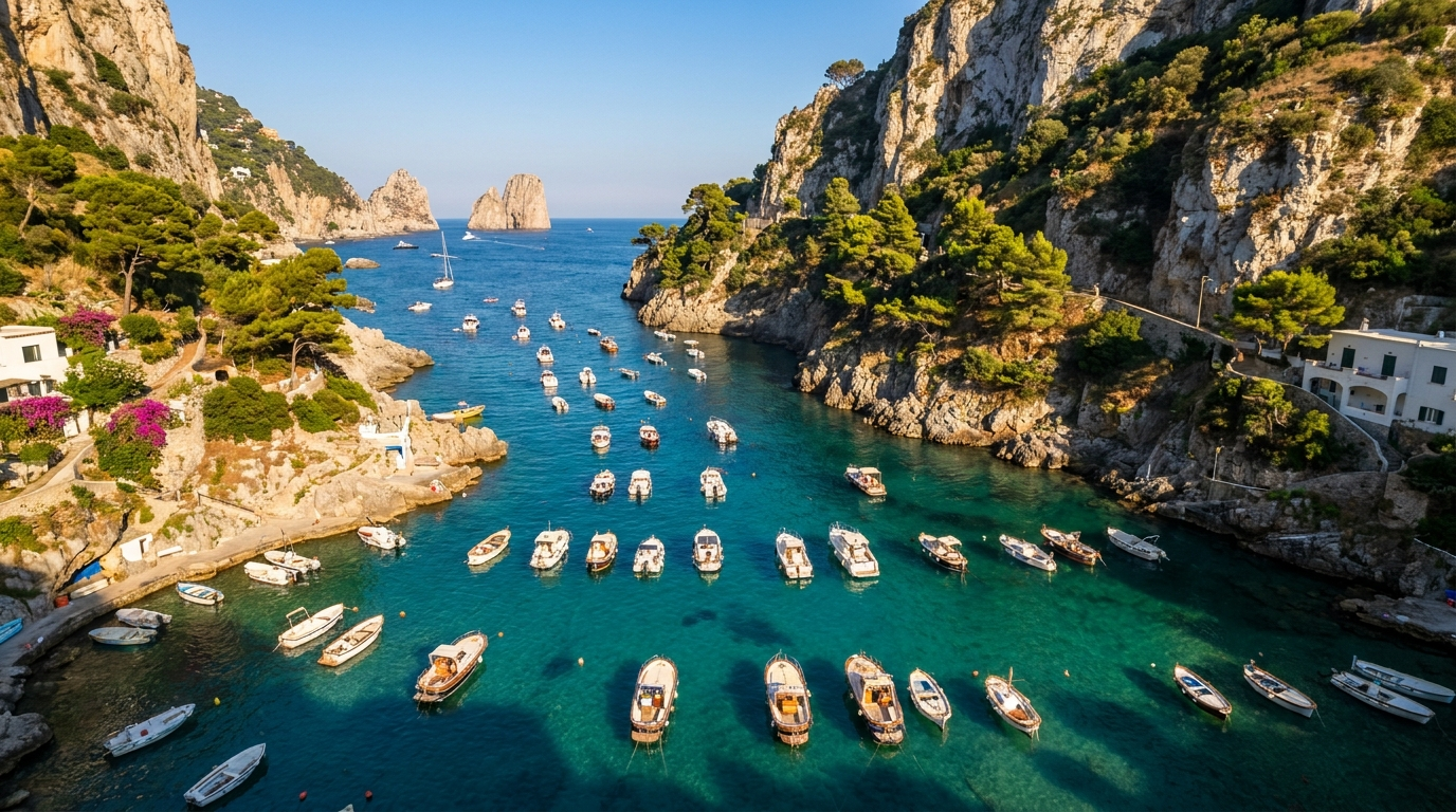 Marina Piccola di Capri con acque turchesi e la costa rocciosa