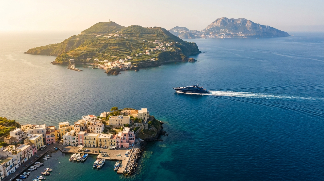 Tour delle tre isole da Napoli in barca — Procida, Ischia e Capri nel Golfo